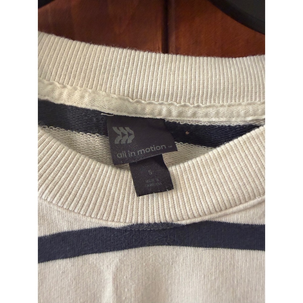 All In Motion Womens Striped French Terry Sweatshirt Navy White Small Pullover - Picture 3 of 3